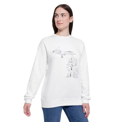 Up North Unisex Drop Shoulder Sweatshirt - Blue Print