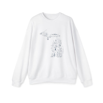 Up North Unisex Drop Shoulder Sweatshirt - Blue Print