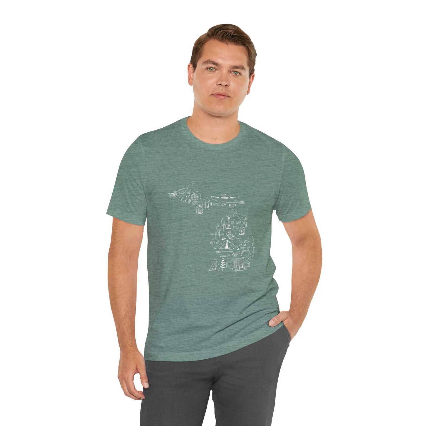 Up North Unisex Jersey Short Sleeve Tee - White Print - 9 Color Options