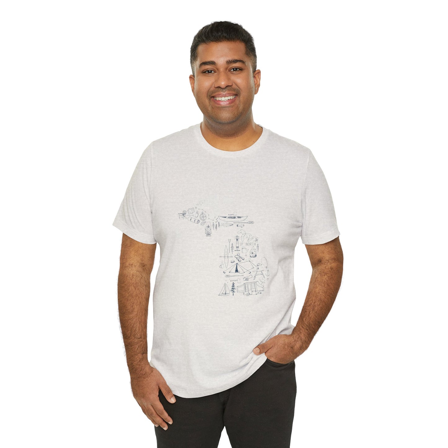 Up North Unisex Jersey Short Sleeve Tee - Blue Print - 2 Color Options