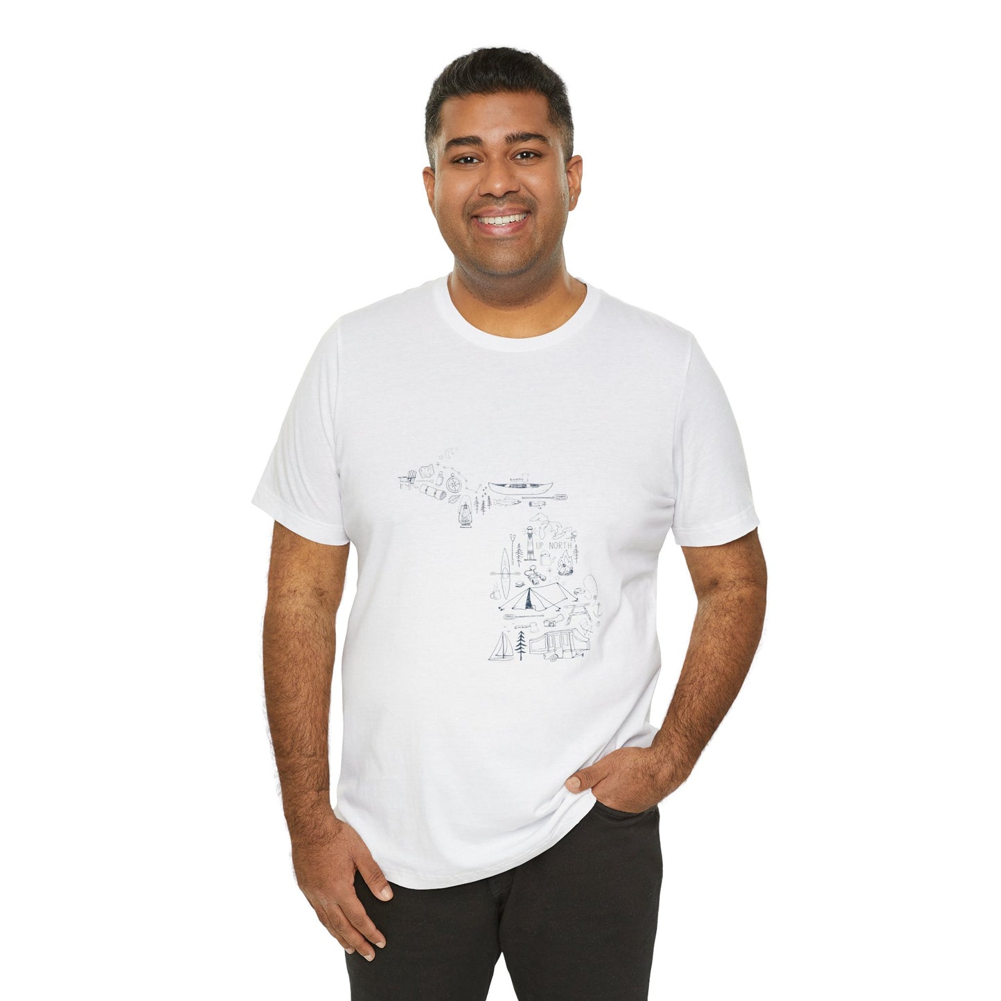 Up North Unisex Jersey Short Sleeve Tee - Blue Print - 2 Color Options