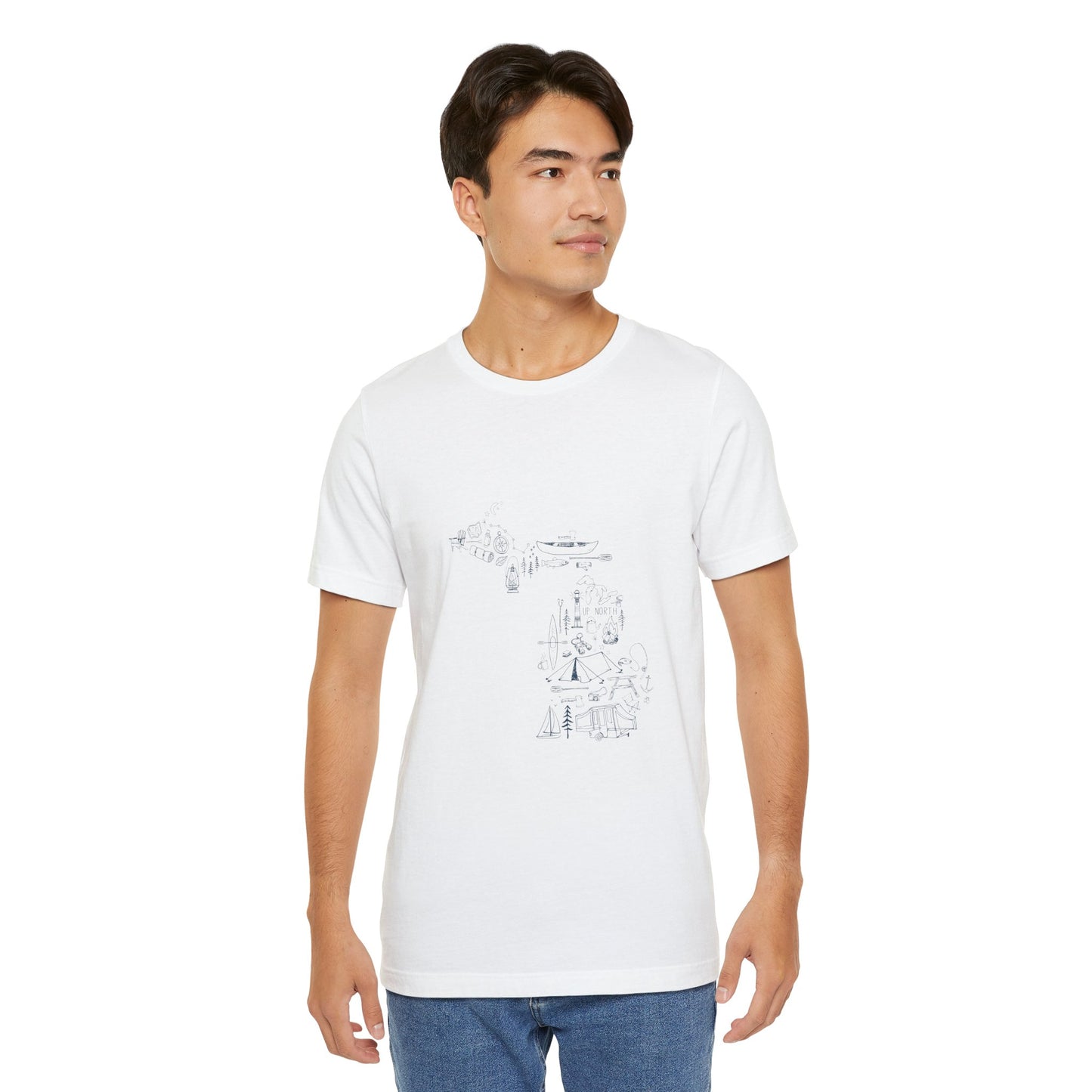 Up North Unisex Jersey Short Sleeve Tee - Blue Print - 2 Color Options